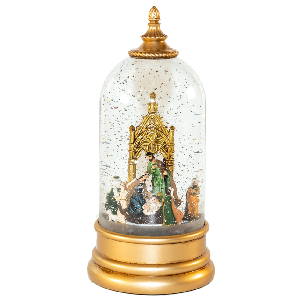 Holy Family Rotating Snow Globe Nativity