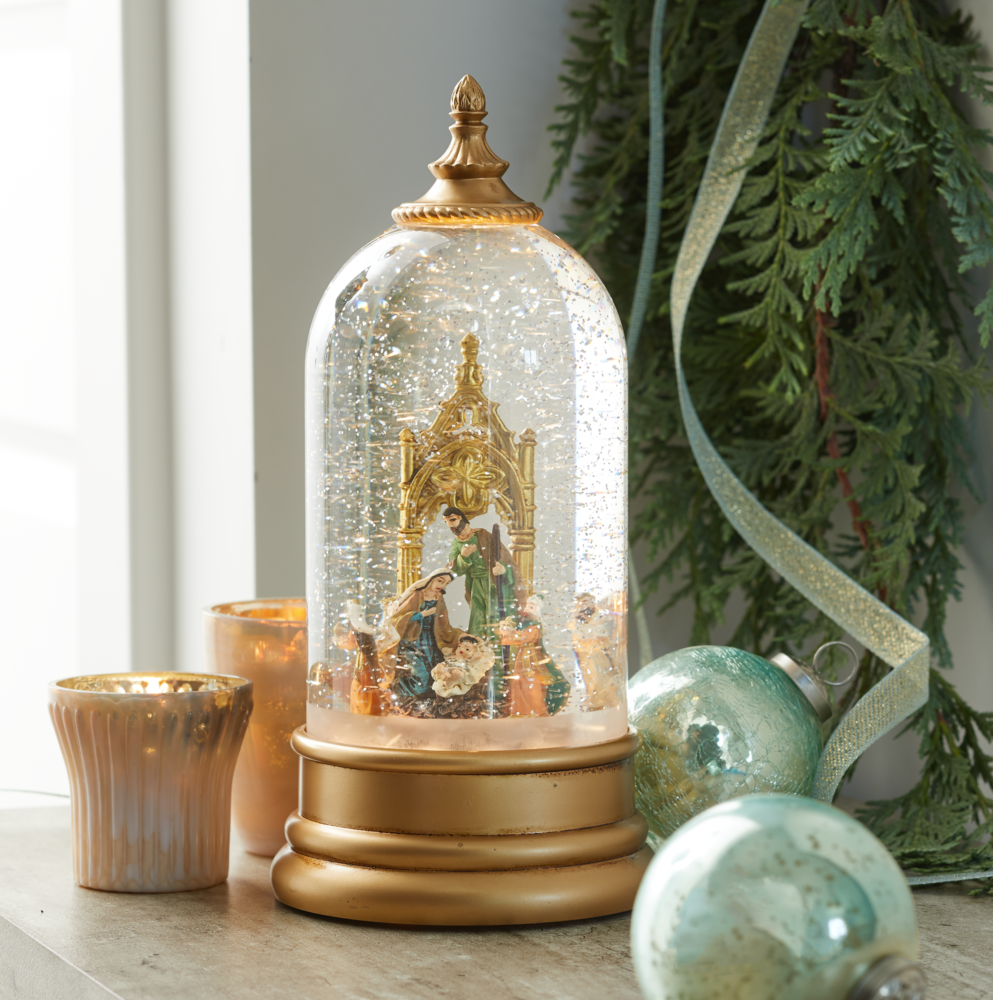 Holy Family Rotating Snow Globe Nativity, , large