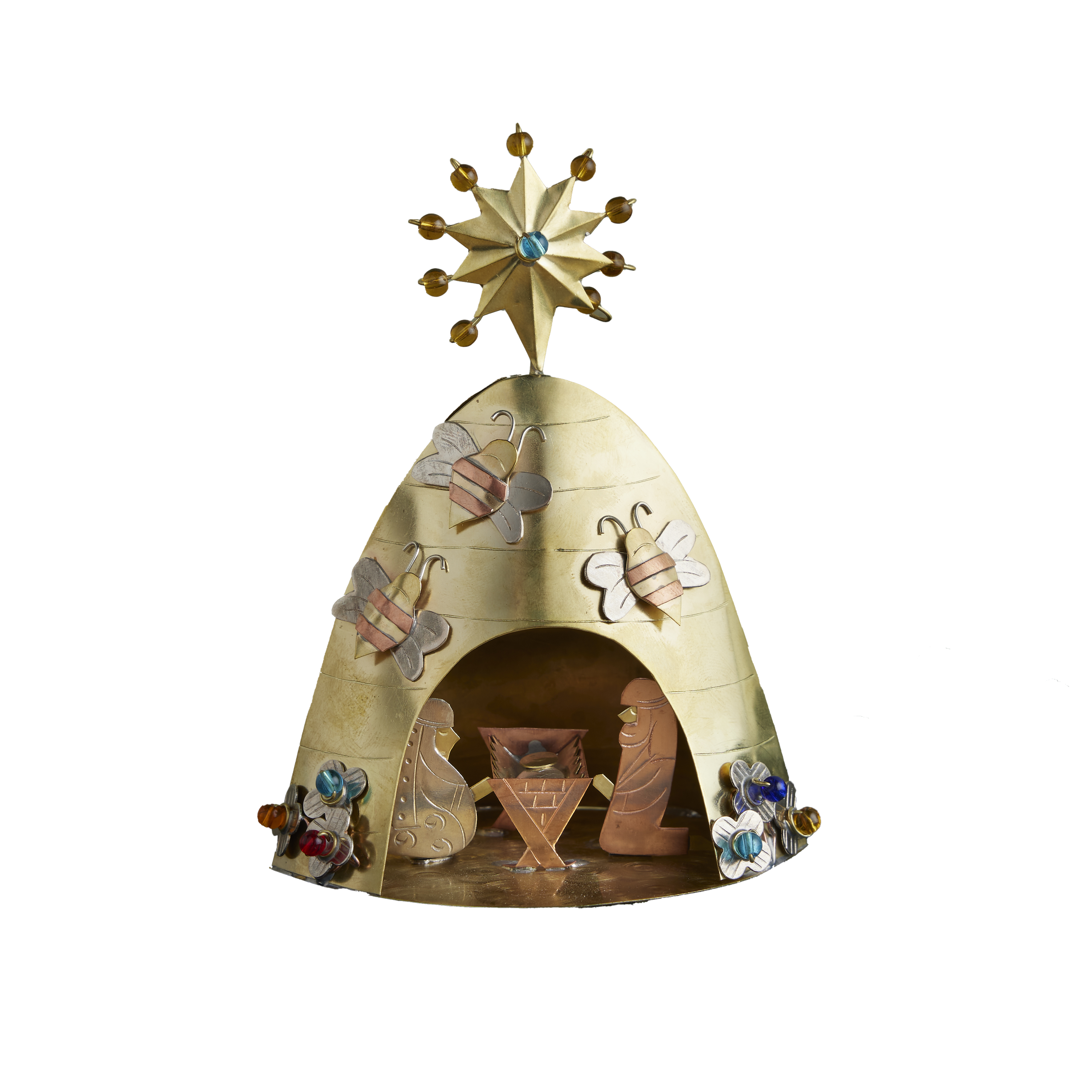 Thai Holy Family Beehive Aluminum Nativity