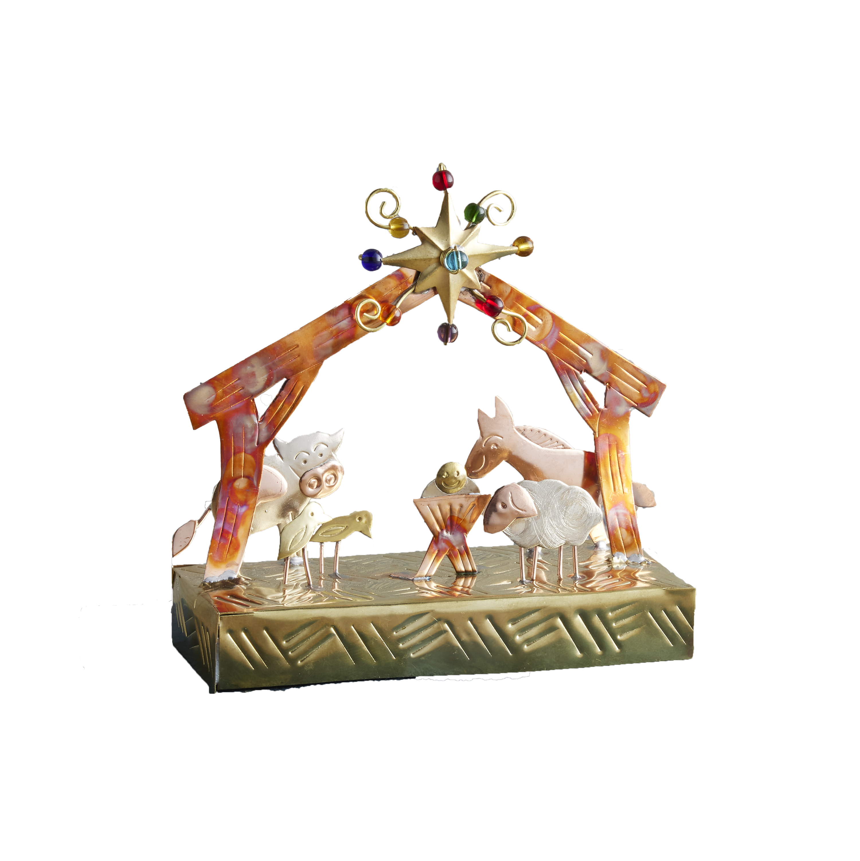 Thai Baby Jesus and Animals Aluminum Nativity, , large image number 0
