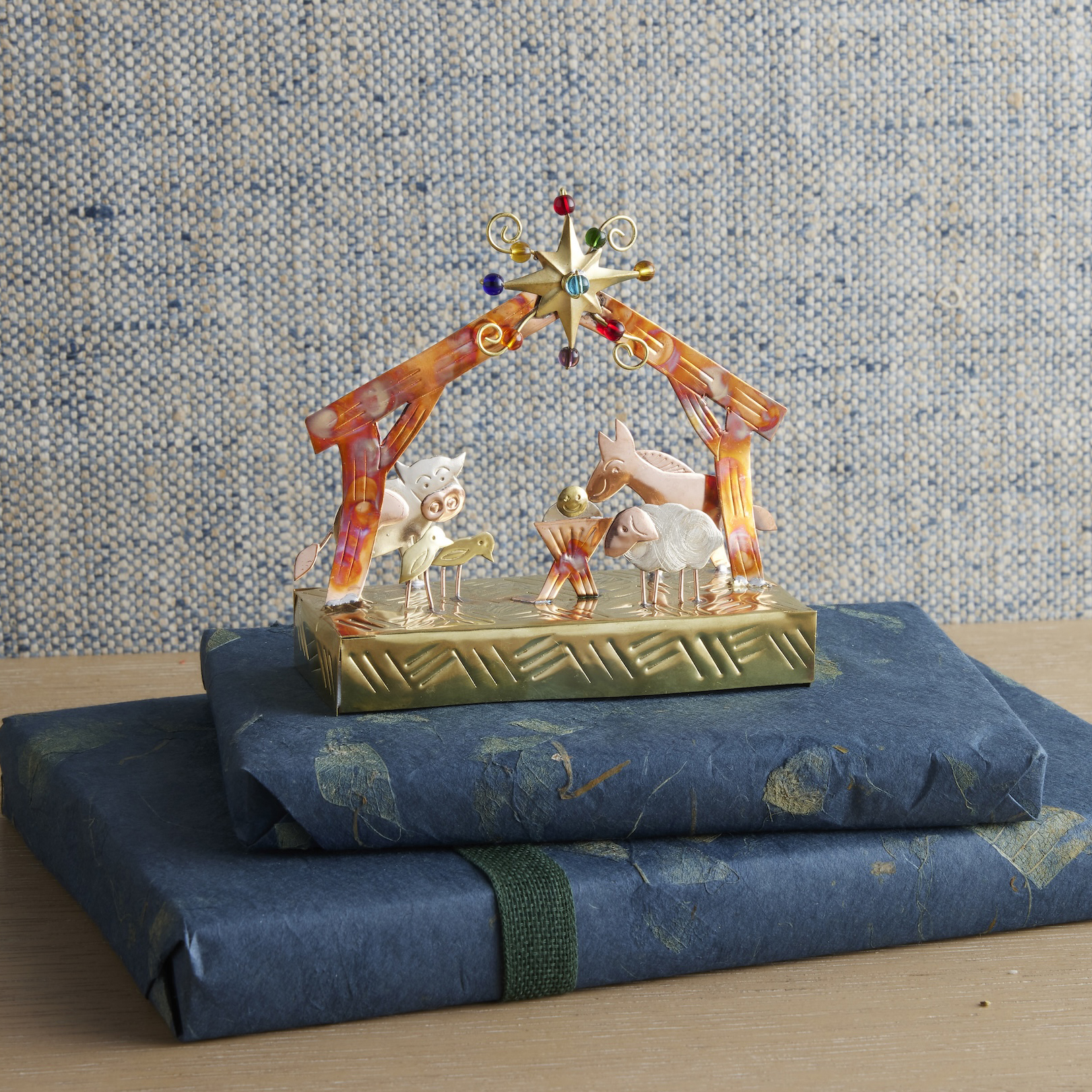 Thai Baby Jesus and Animals Aluminum Nativity, , large image number 1