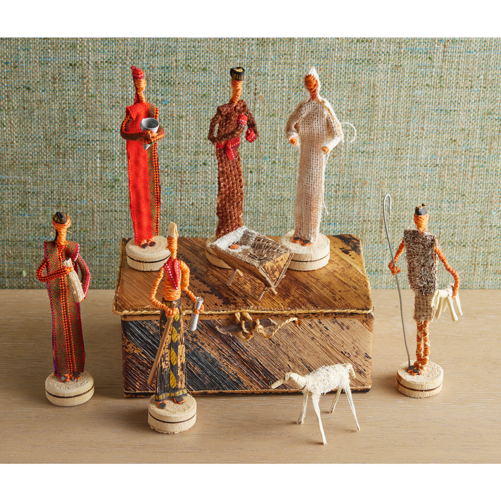 Kenyan Colorful Banana Fiber Nativity