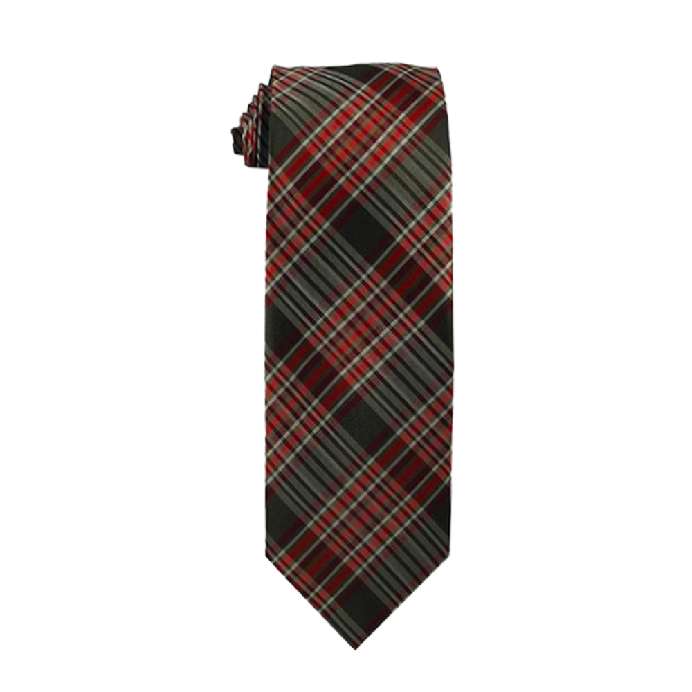Youth Rust/Gray Plaid Necktie, , large image number 0