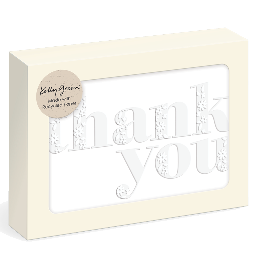 Floral Embossed Thank You Boxed Note Cards, , large image number 0