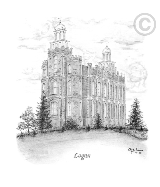 Logan Temple Sketch Matted Print, , large image number 0