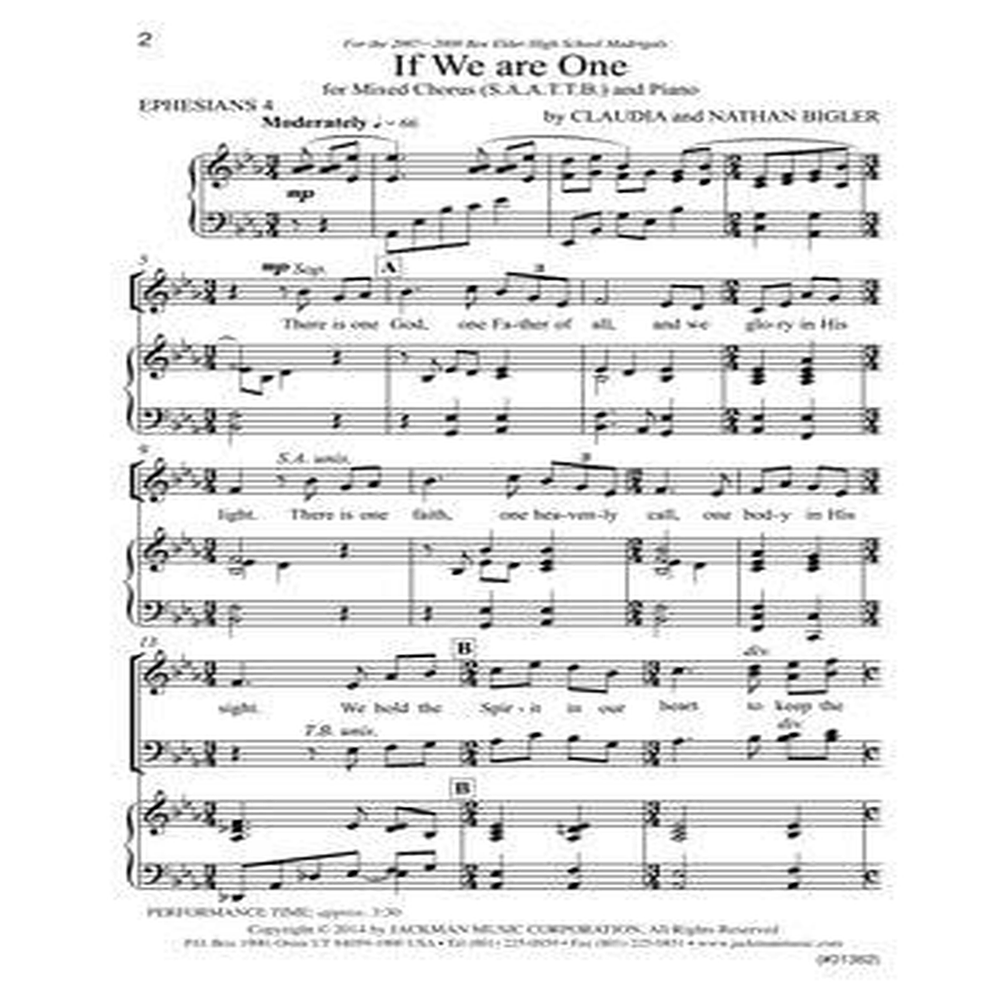 If We Are One SAATTB Sheet Music, , large