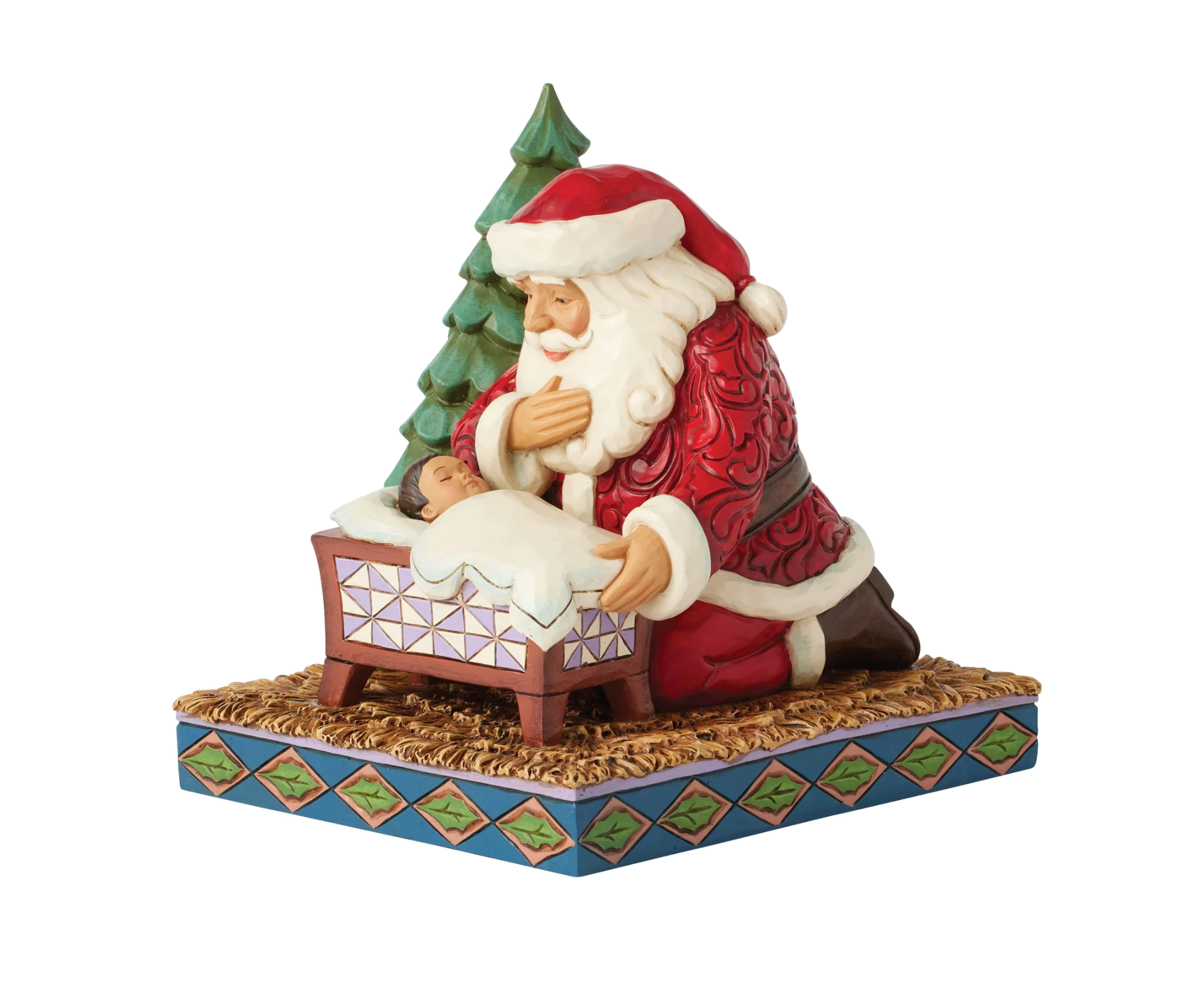 Santa Kneeling Over Baby Jesus