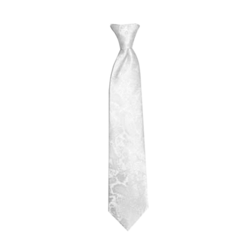 Boys' White Paisley Zipper Necktie, , large image number 1