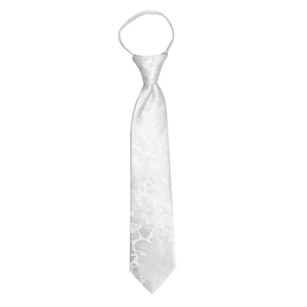 Boys' White Paisley Zipper Necktie, , large image number 0