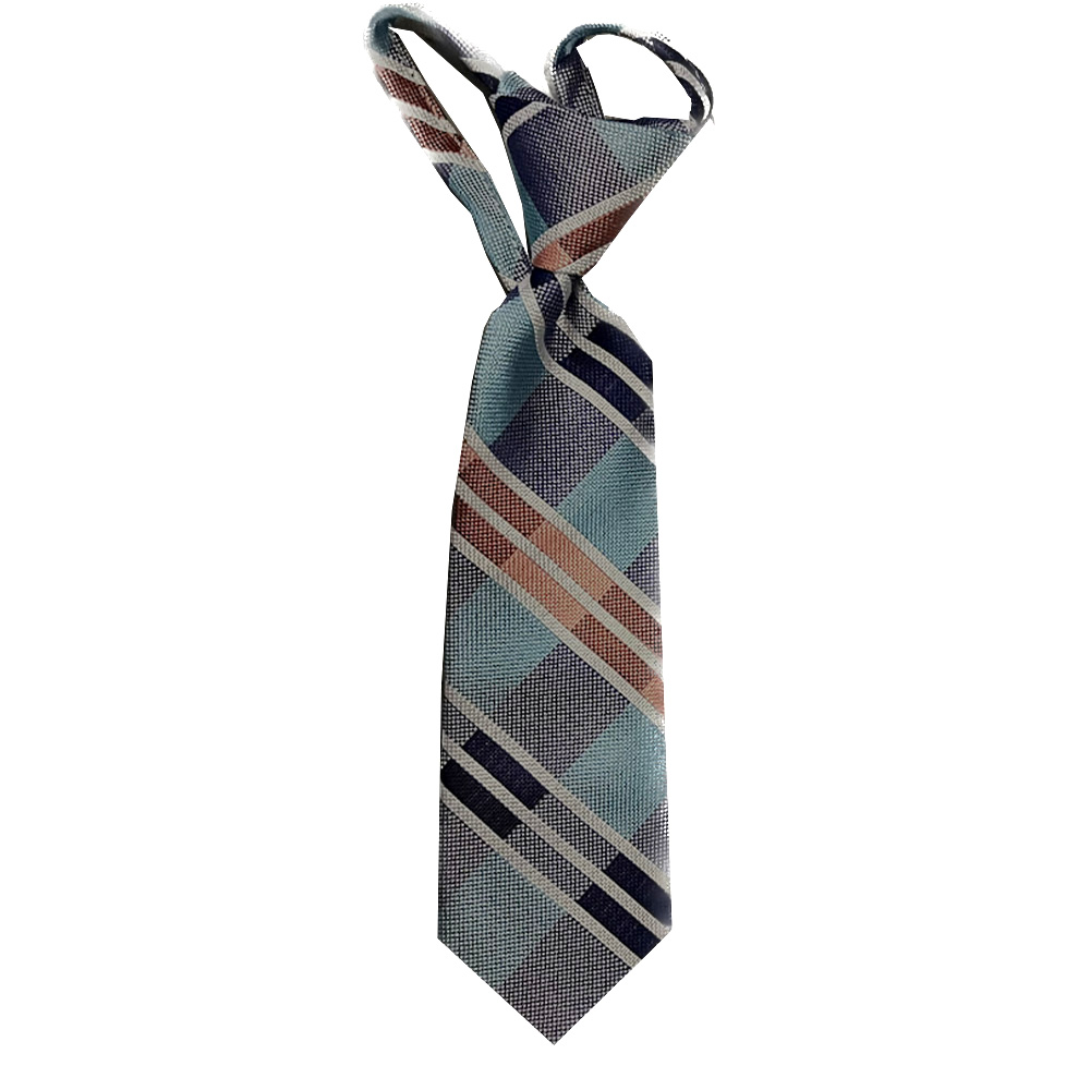 Toddler Aqua/Navy Plaid Zipper Necktie