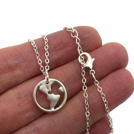 Globe Go Into the World Necklace, , large