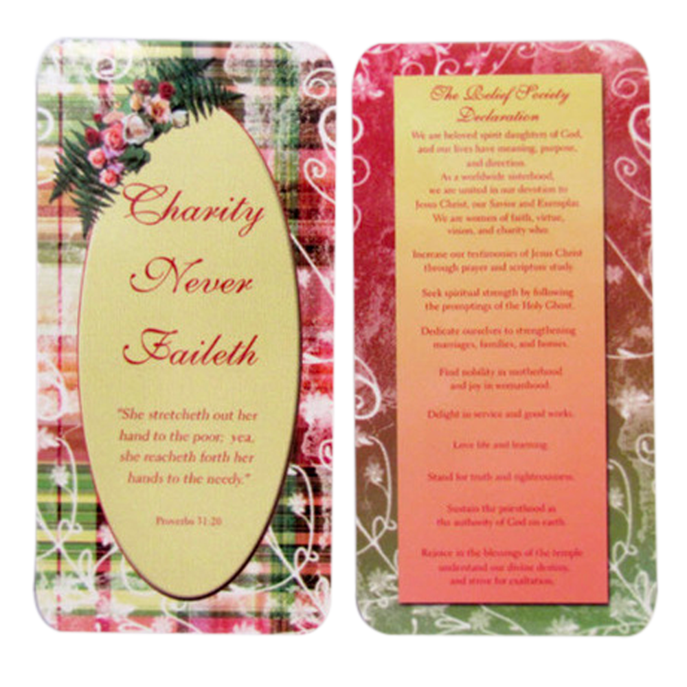 Relief Society Declaration/Charity Never Faileth Vinyl-Coated Bookmark, , large image number 0