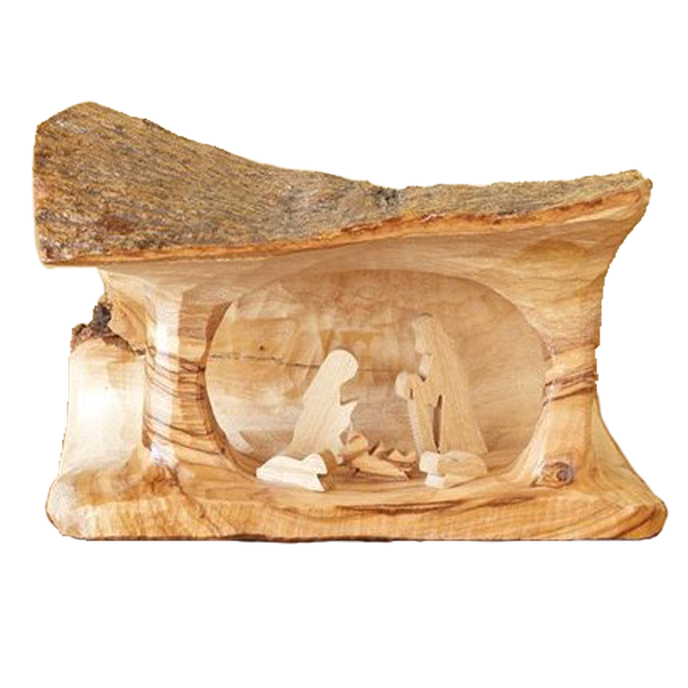 Small Olive Wood Nativity Grotto