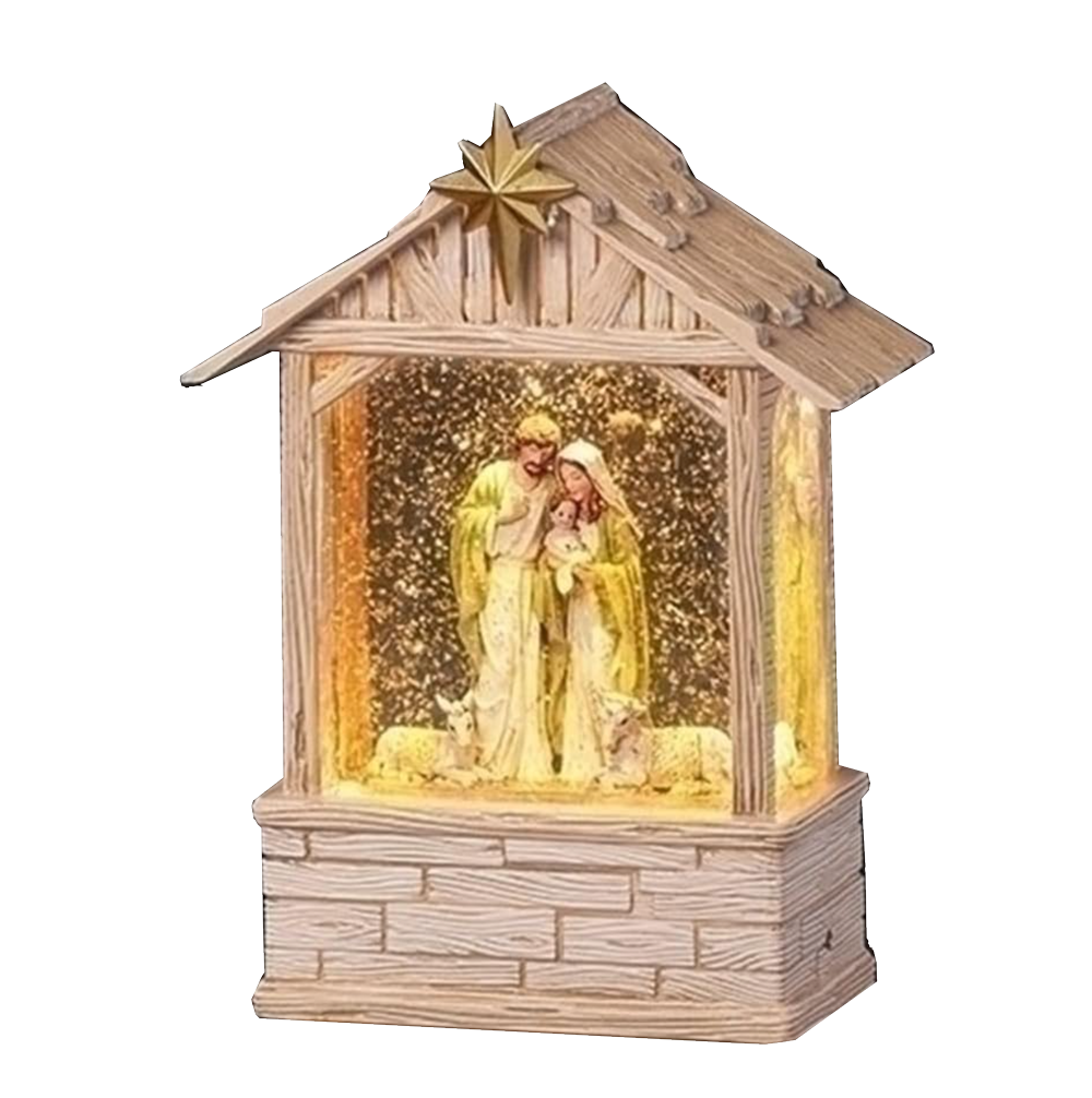 Light-up Holy Family Nativity Glitter Lantern