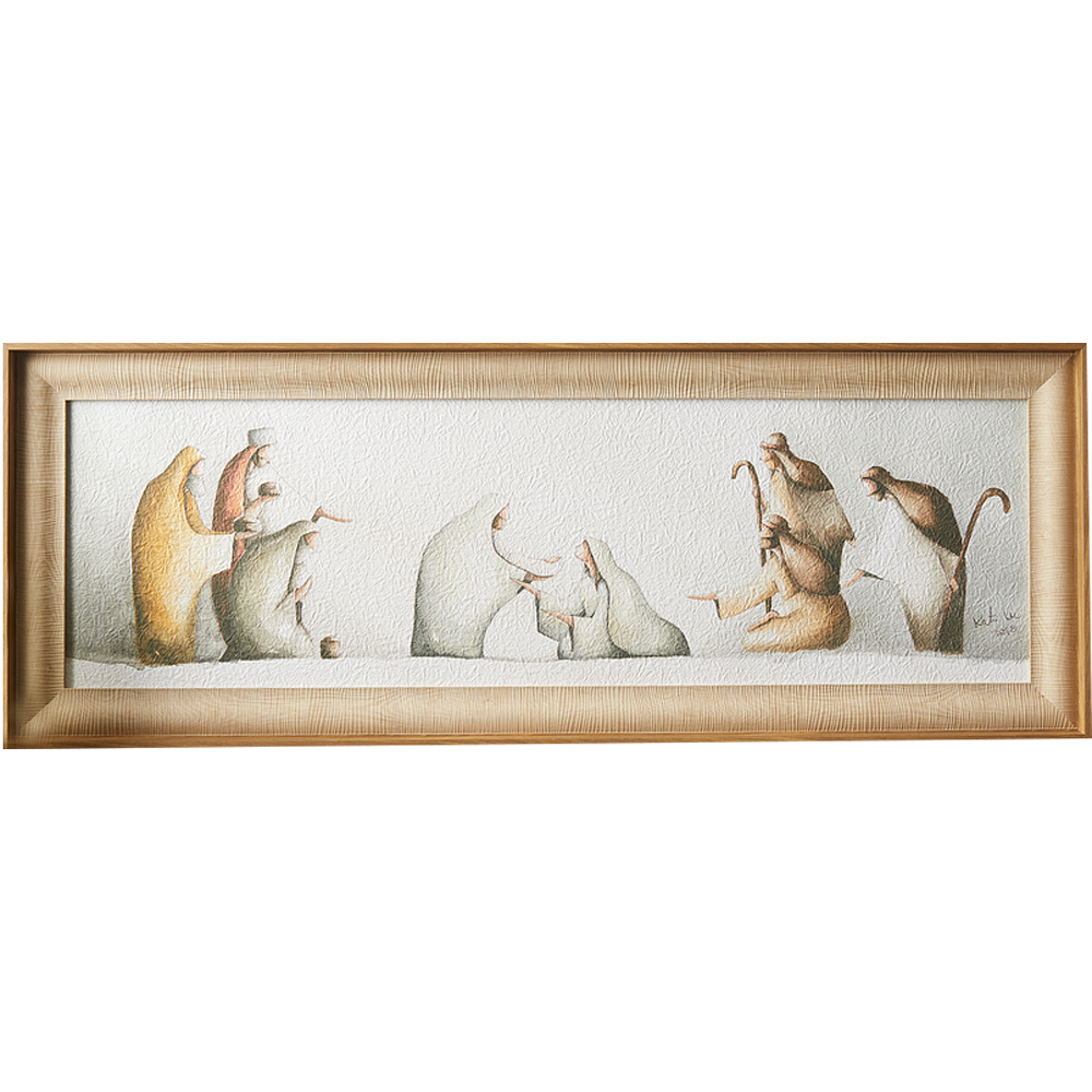 Love's Pure Light: A Nativity Piece by Kate Lee (15x40 Framed Art)