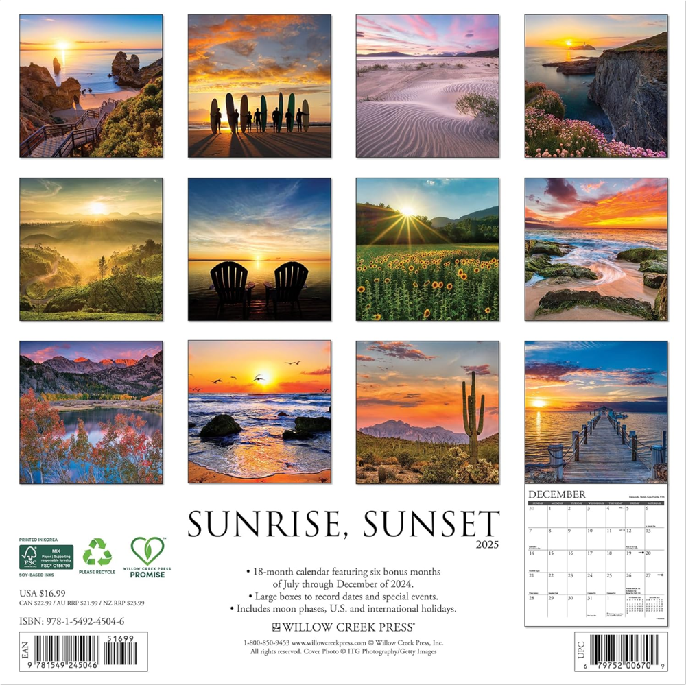 2025 Sunrise, Sunset Wall Calendar, , large