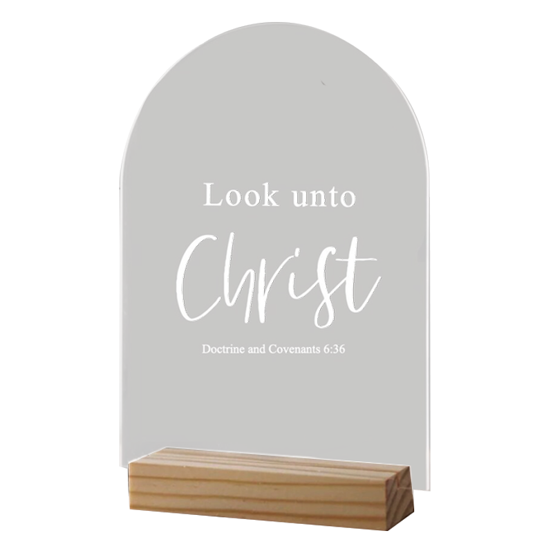 Look unto Christ 2025 Youth Theme Acrylic Sign with Wood Block