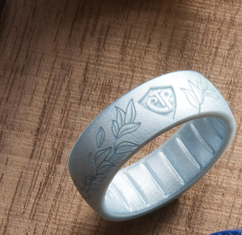Silicone Laurel Leaf Diamond CTR Ring, , large image number 1