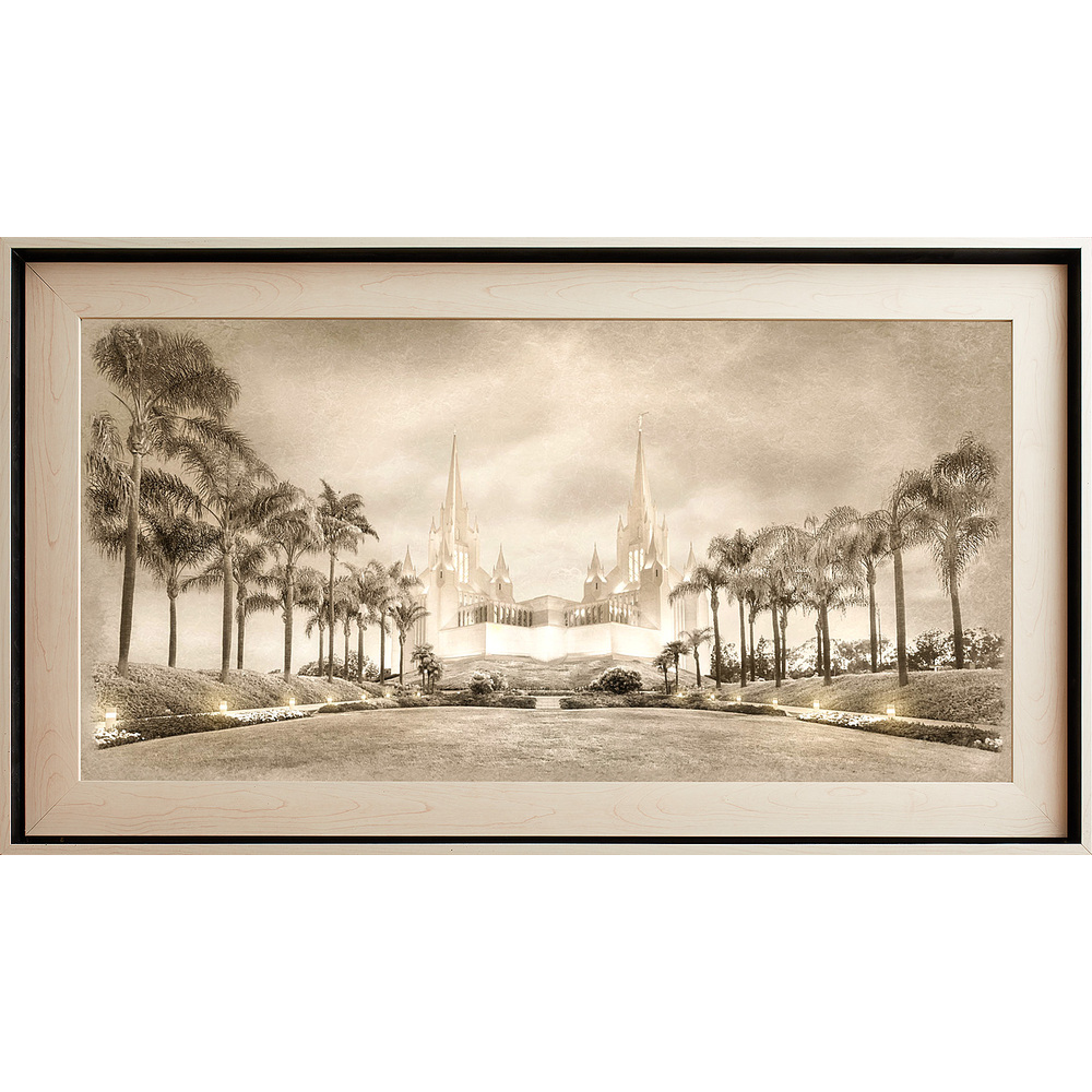 San Diego Temple Framed Art, Light Wood (22x39 Textured Paper), , large image number 0