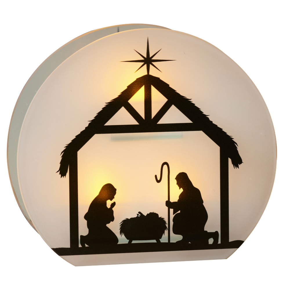 Round Frosted Glass Tealight Nativity