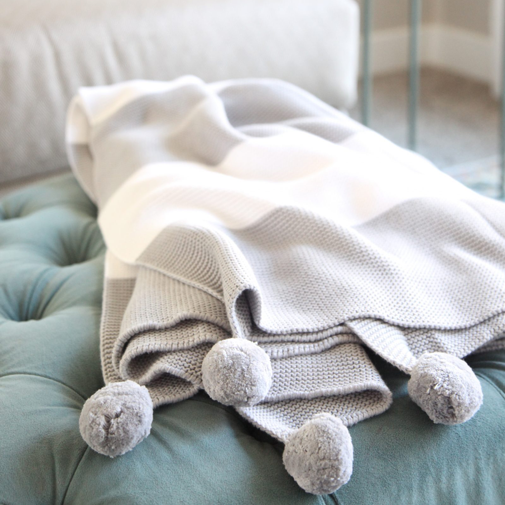 Stripe Throw with Pom Poms, , large image number 4