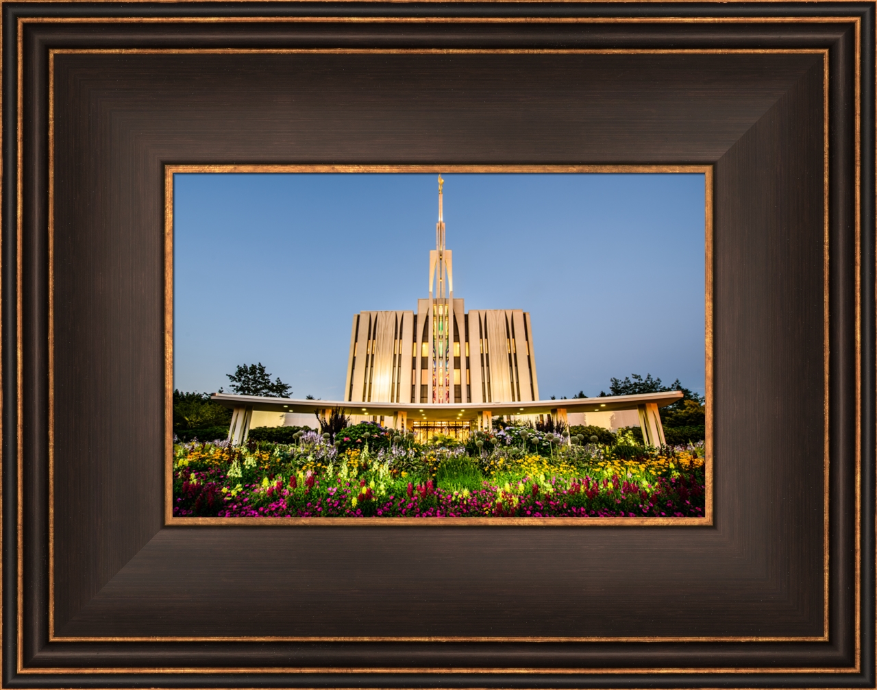 Seattle Temple, Sunset Flowers (9x12 Framed Art), , large image number 0