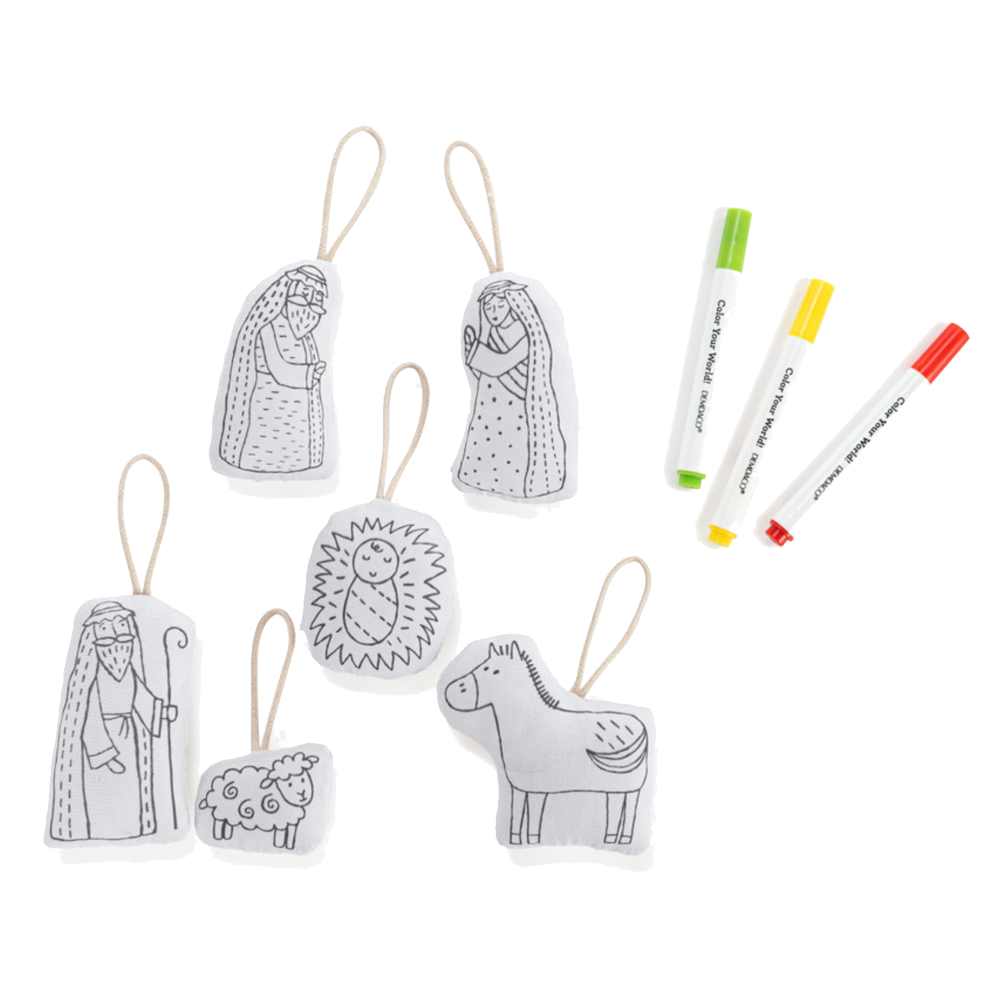 Plush "Color Me" Nativity Ornament Set, , large image number 0