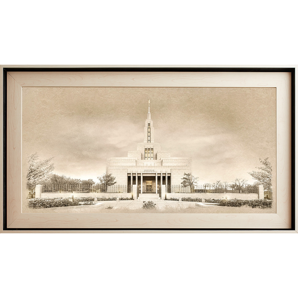 Draper Temple Framed Art, Light Wood (22x39 Textured Paper), , large image number 0
