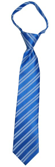 Boys' Blue/White Stripe Zipper Necktie, , large image number 1
