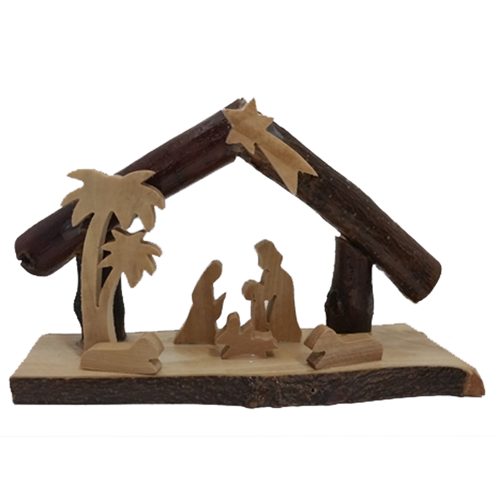 Silhouette Bark Wood Nativity Grotto, , large image number 0