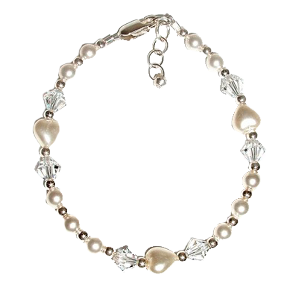 Baptism Bracelet (Pearl Hearts), , large image number 0