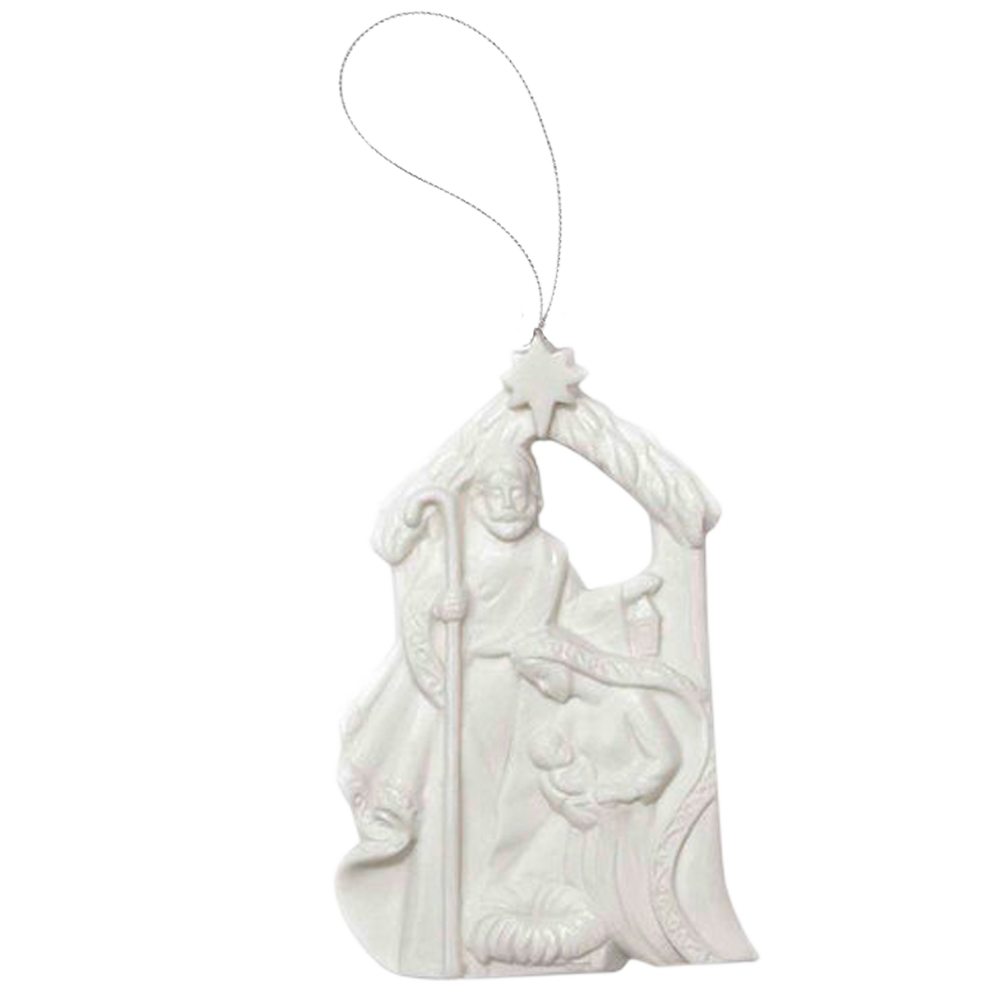White Holy Family Ornament