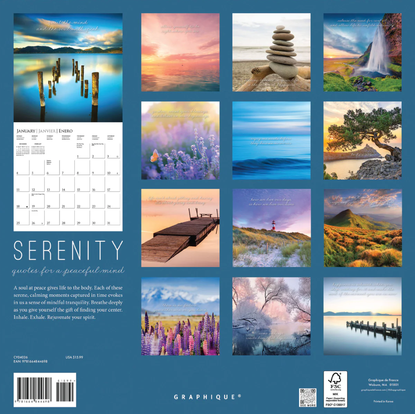2026 Serenity Wall Calendar, , large image number 2