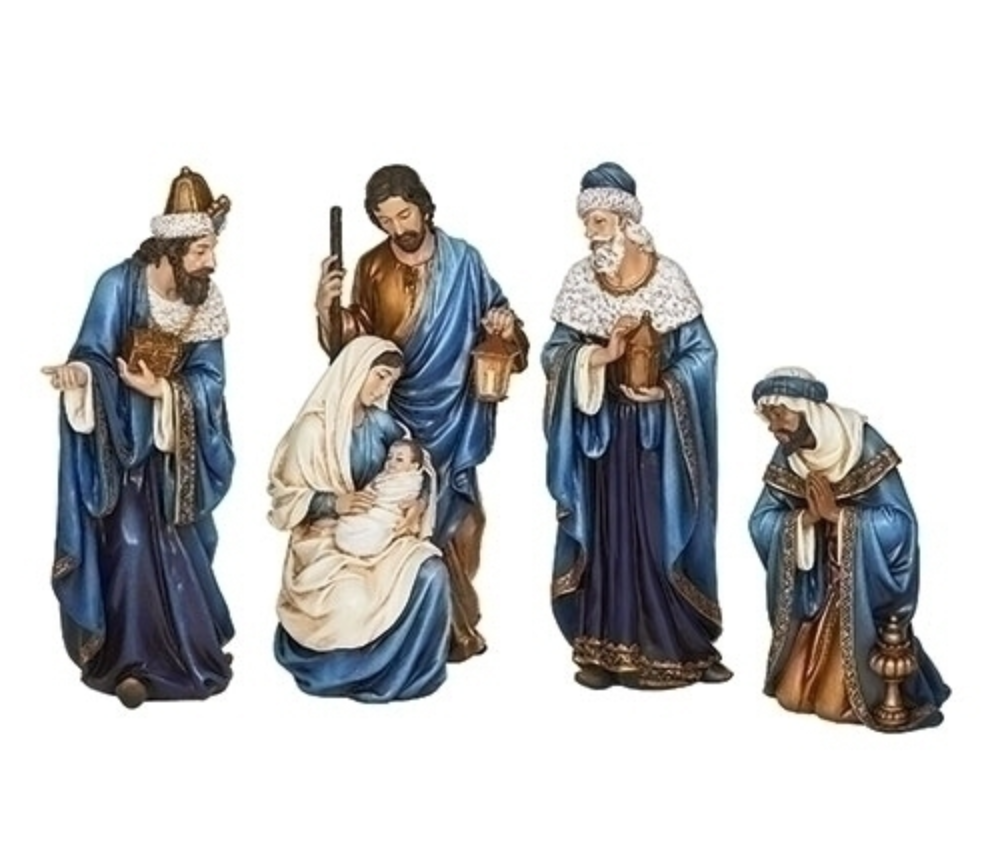 Blue and Gold Resin Nativity, , large image number 0