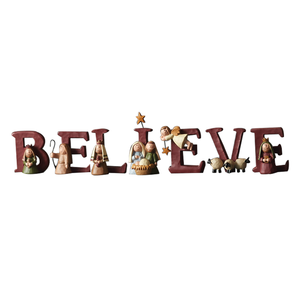 "Believe" Resin Nativity Letters