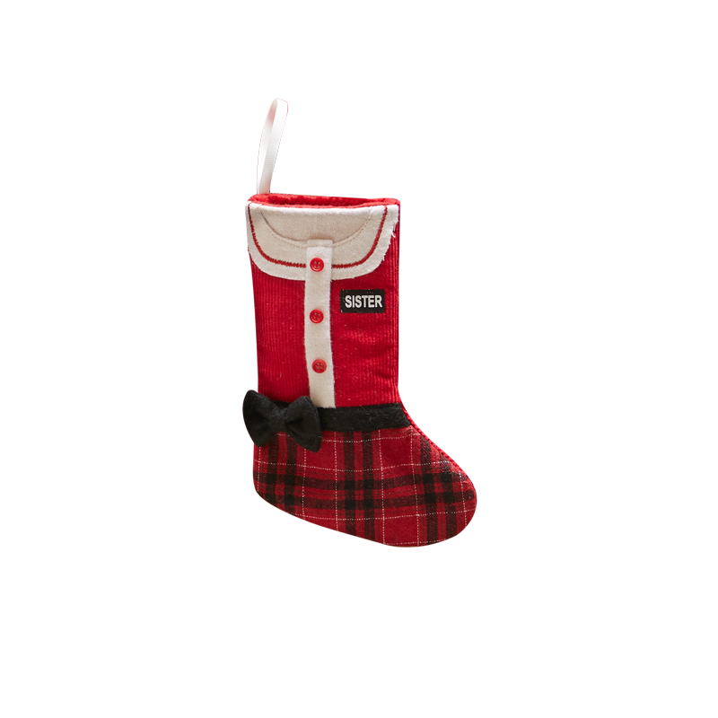 Red Plaid Wool Missionary Stocking