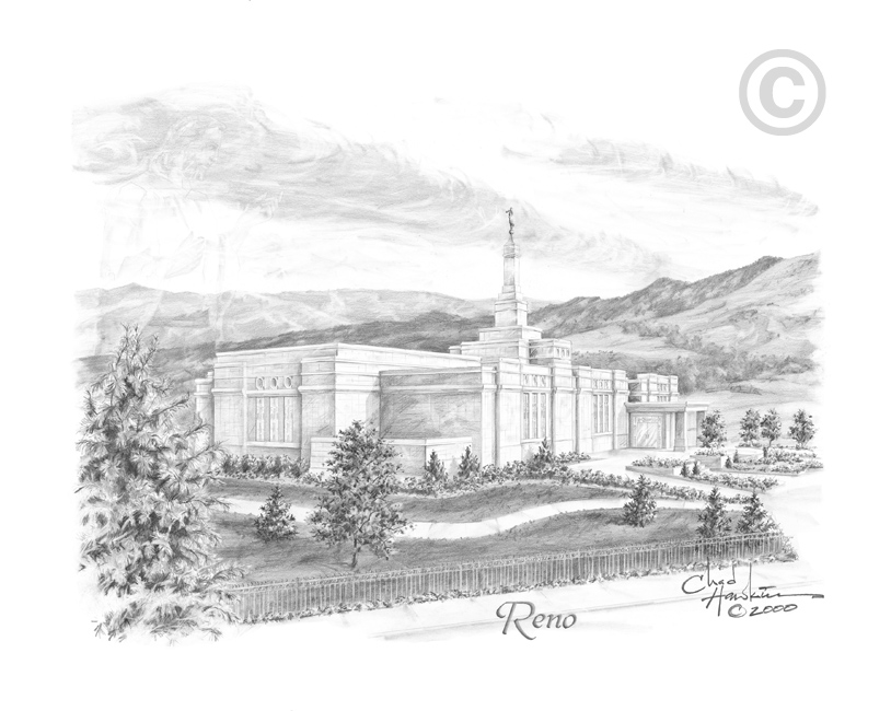 Reno Temple Sketch 5x7 Print, , large image number 0
