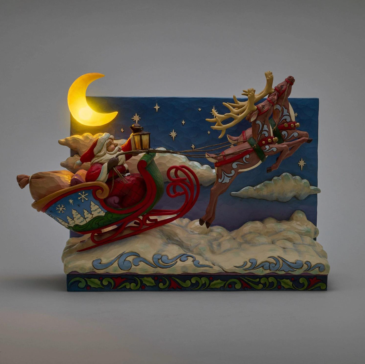 Santa Sleigh with Reindeer LED, , large