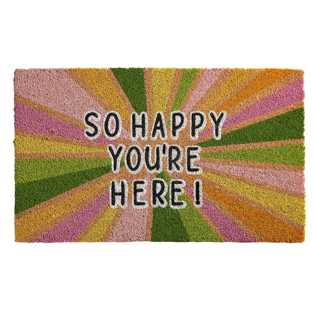 So Happy You're Here Welcome Mat