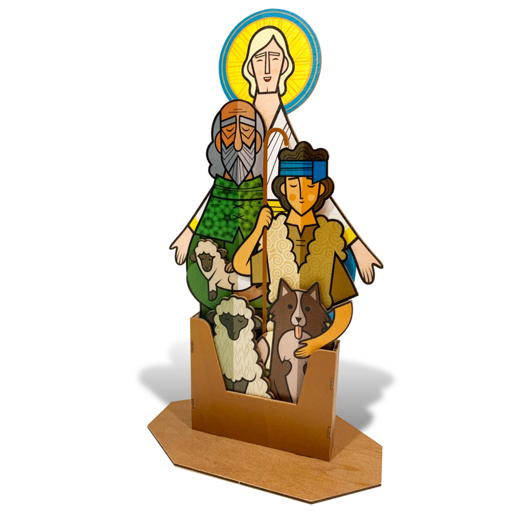 Standing Shepherds Puzzle Wood Nativity, , large image number 0
