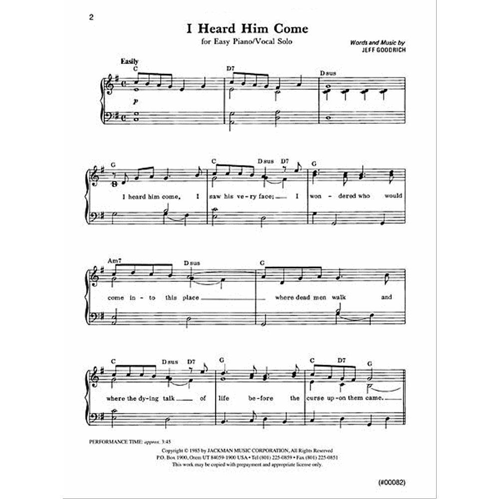 I Heard Him Come Easy Piano Solo, , large image number 1