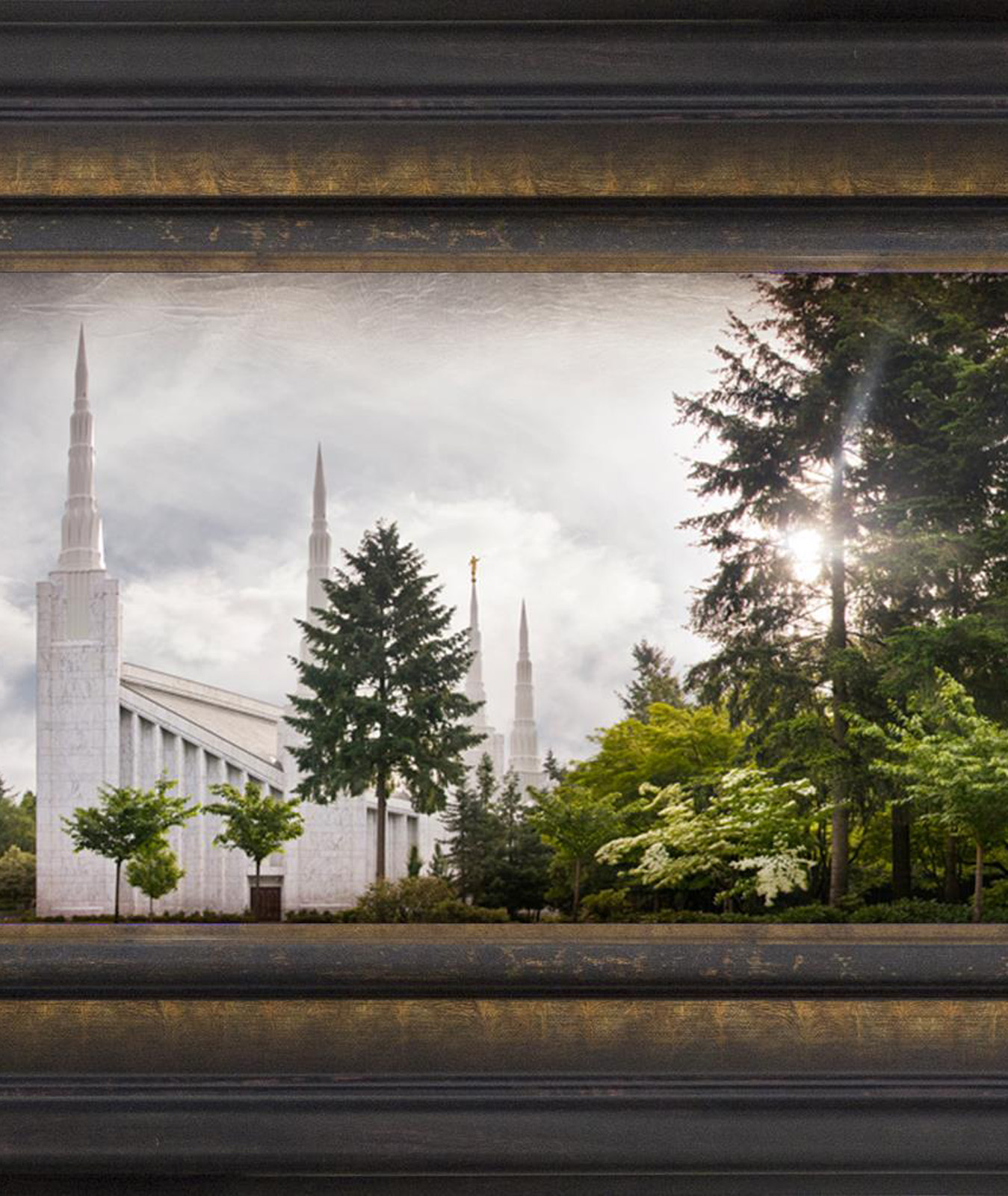 Portland Temple, the Day Dawn is Breaking (19x48 Canvas Framed Art), , large image number 4