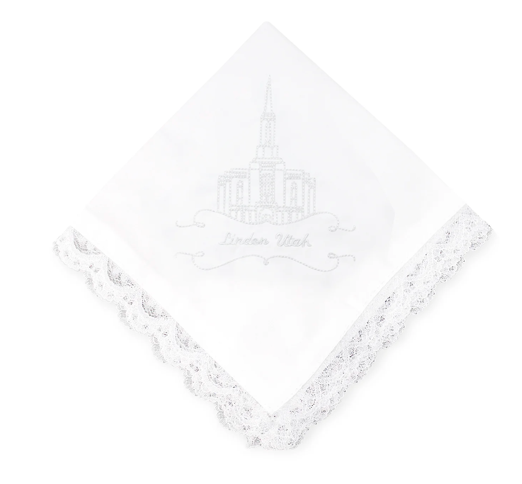 Lindon Utah Temple Lace Handkerchief