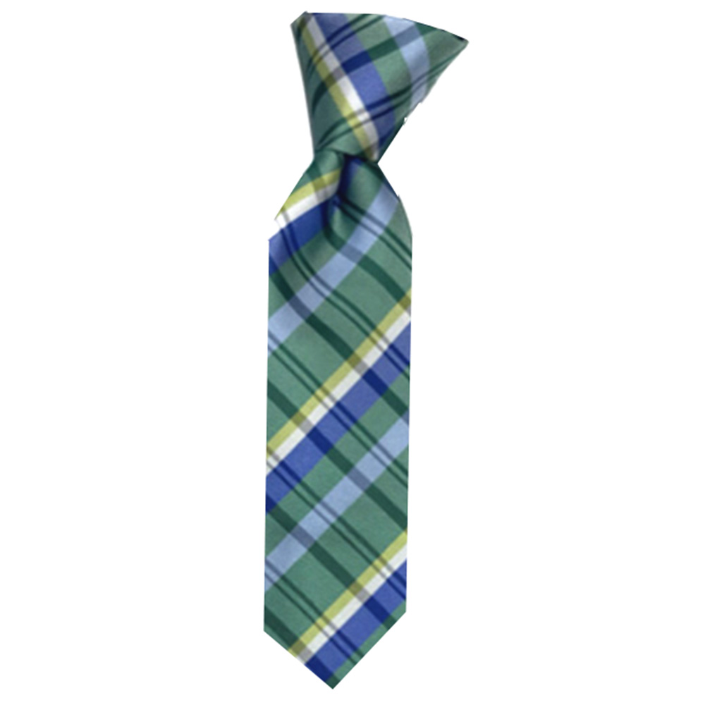 Infant Green/Yellow Clip-On Plaid Necktie, , large image number 0