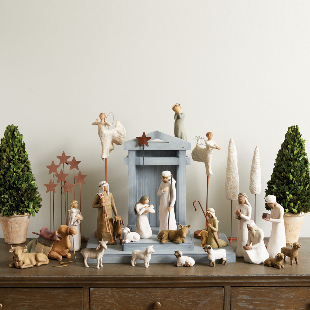 Willow Tree Sheltering Animals Resin Nativity Figurines