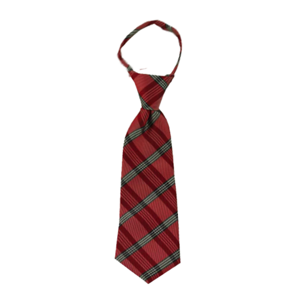 Toddler Red and Black Plaid Zipper Necktie