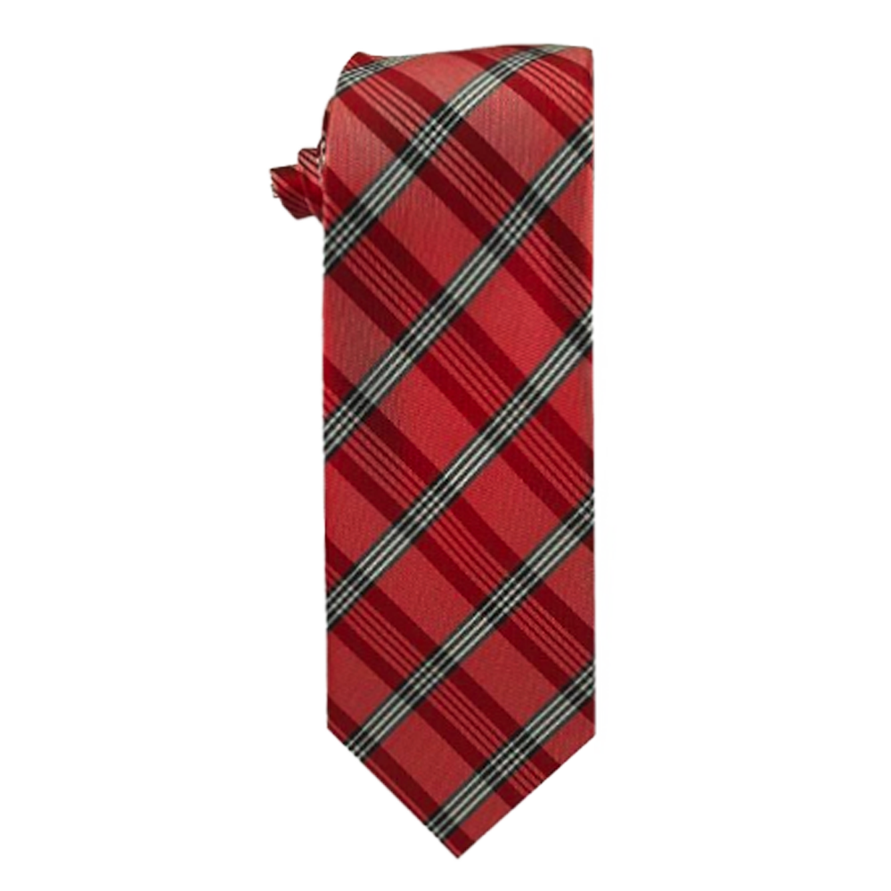 Youth Red and Black Plaid Necktie, , large image number 0