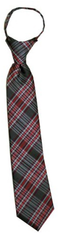 Boys' Gray Plaid Zipper Necktie, , large