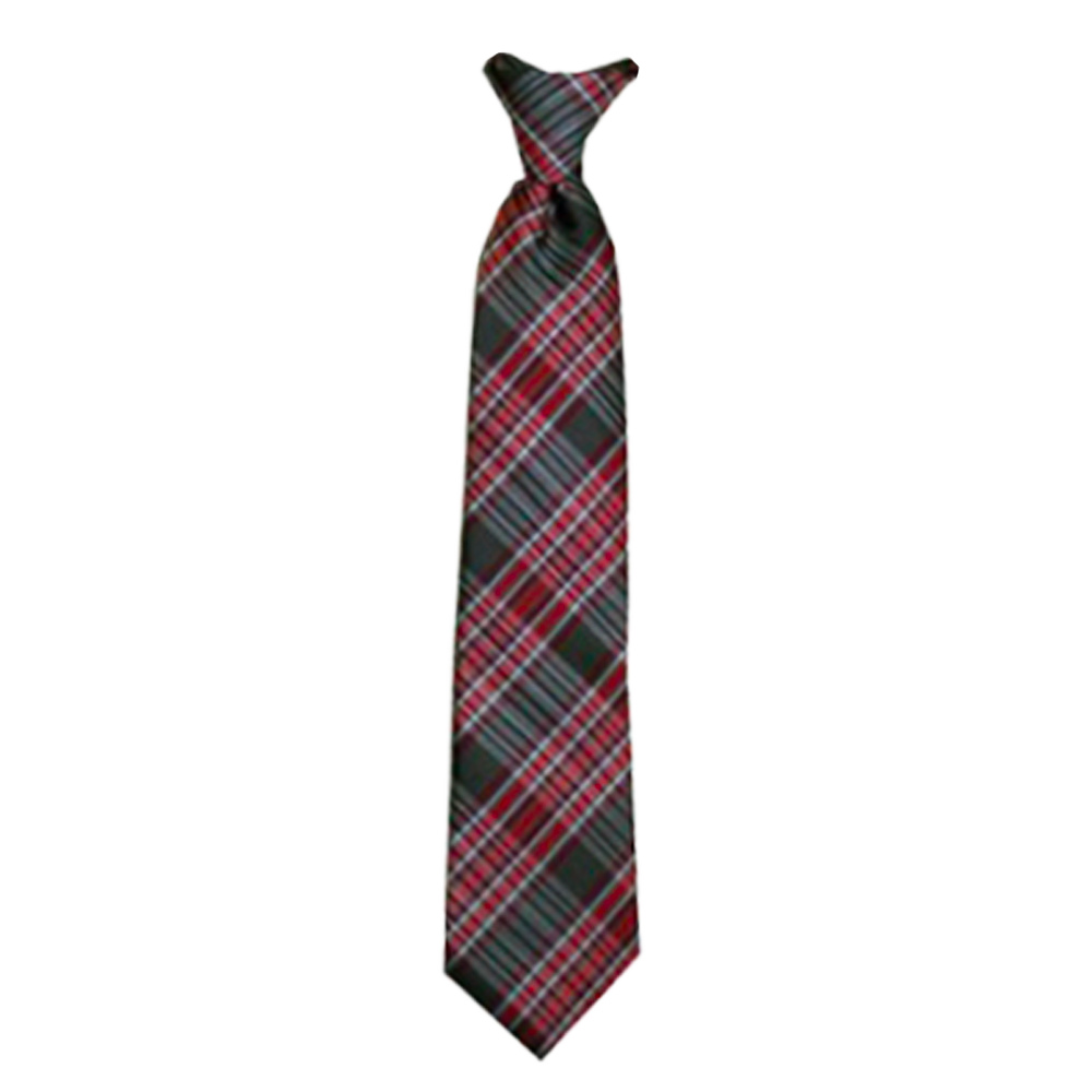Boys' Gray Plaid Zipper Necktie