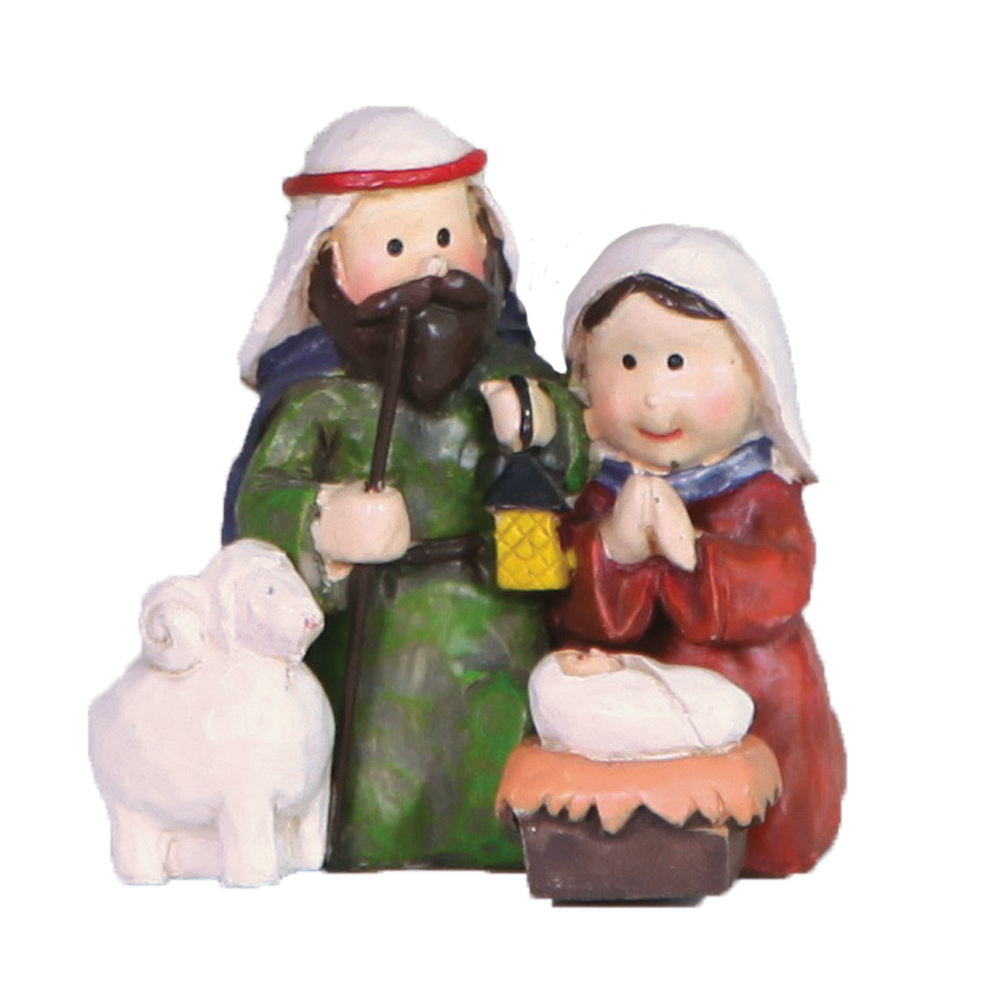 Mini Holy Family Sheep Resin Nativity